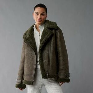 American Eagle Dark olive Green oversized biker Jacket